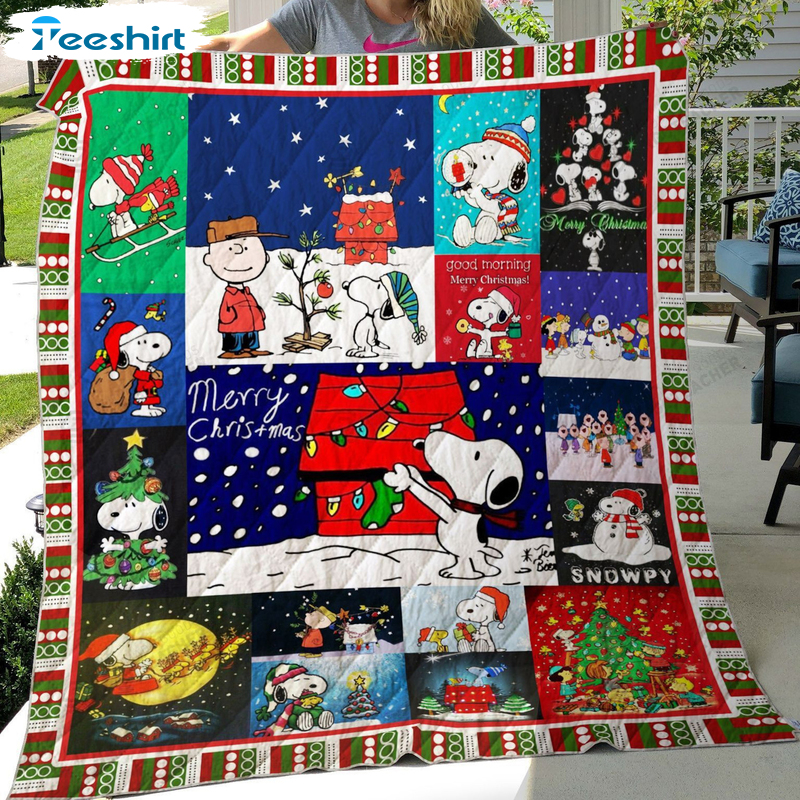 Funny Snoopy Christmas Blanket, Christmas Trees Throw Blanket For Couch Bed Sofa Decoration