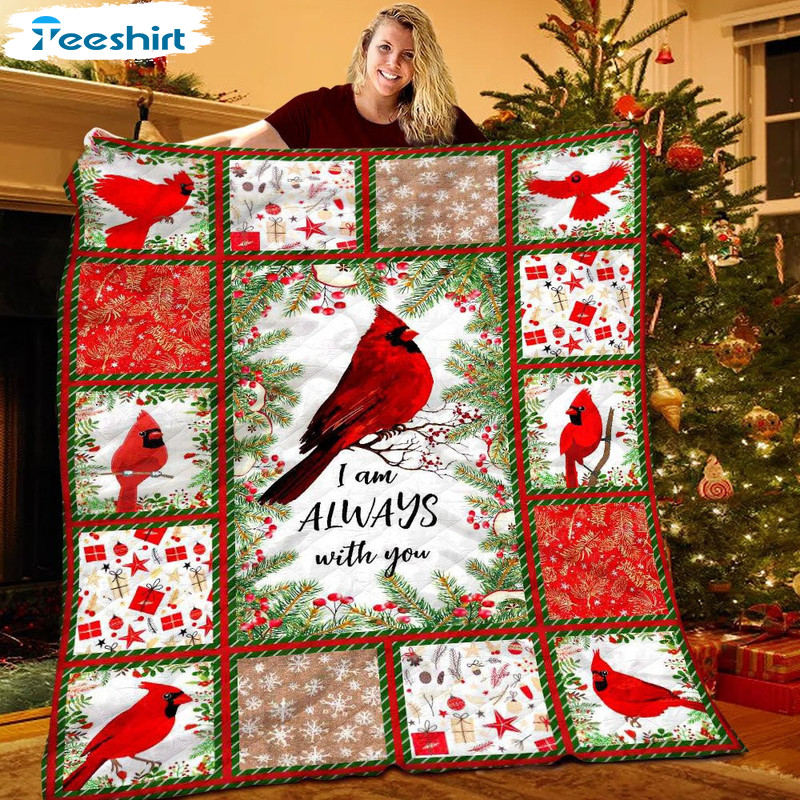 Cardinal Christmas Blanket, I Am Always With You Lightweight Fuzzy Cozy Warm Throw Blanket
