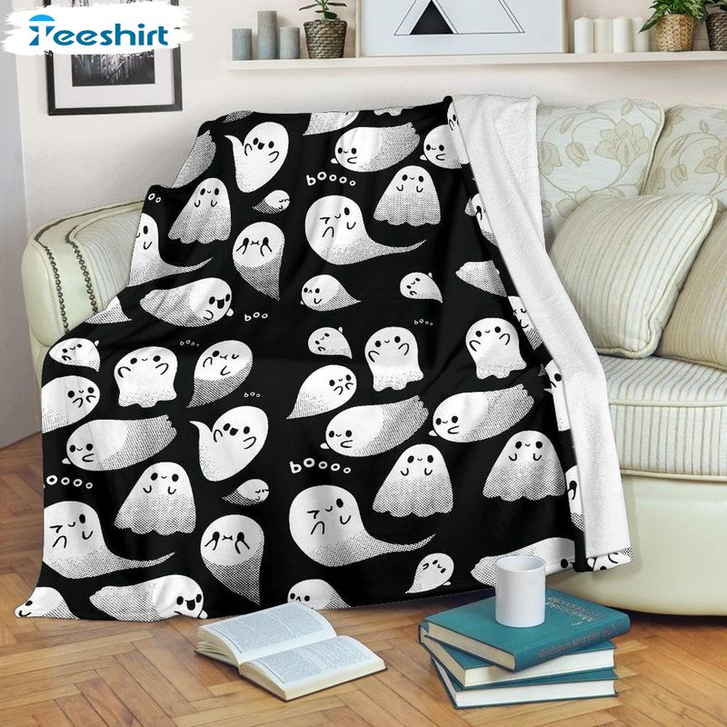 Boo Ghost Halloween Blanket, Funny Ghost Pattern Microfiber Plush Blanket Gifts For Men Women