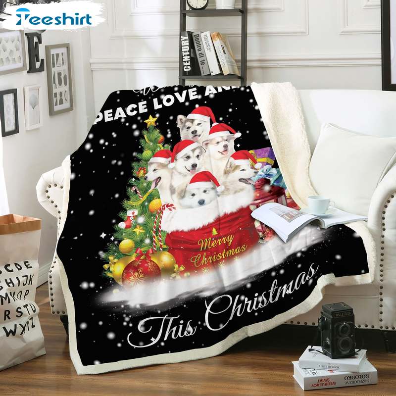 Funny Alaska Christmas Blanket, X Mas Peace Love Microfiber Plush Blanket Gifts For Men Women