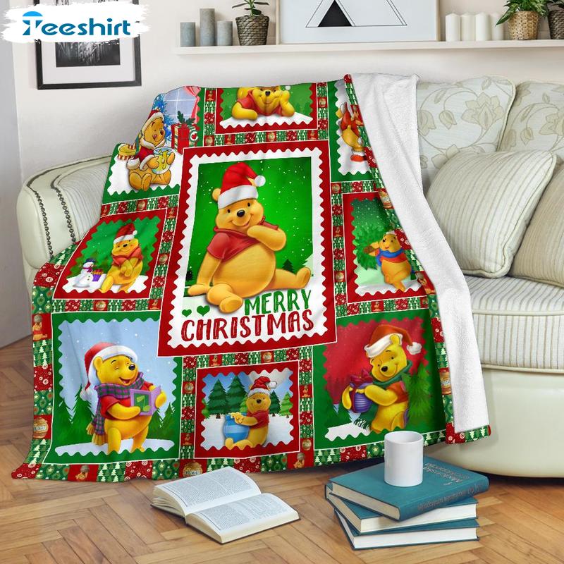Winnie The Pooh Blanket, Disney Christmas Fuzzy Warm Throw Blanket For Winter