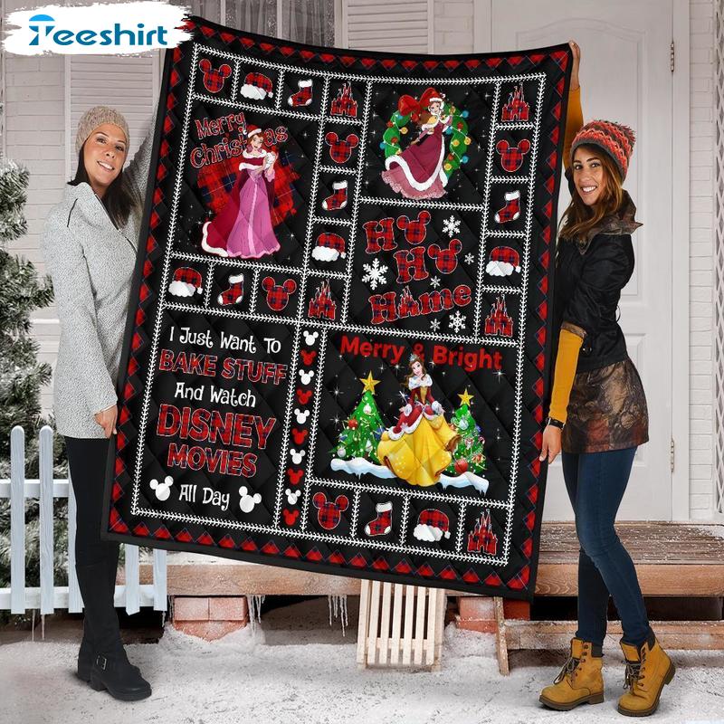 Christmas Princess Belle Blanket, Xmas Disney Warm Cozy Fuzzy Throw Blanket For Bed And Couch