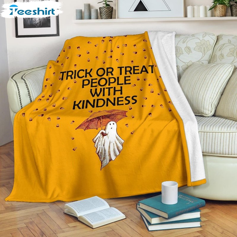 Halloween Trick Or Treat Blanket, Kindness Ghost Holding Umbrella Super Soft Cozy Warm Blanket For Couch Chair Bed Sofa Office