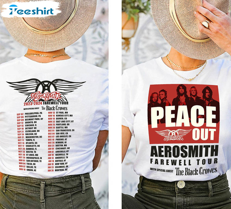 Aerosmith 2023 2024 Peace Out Farewell Tour Shirt, The Black Crowes Tour Sweater Tee Tops