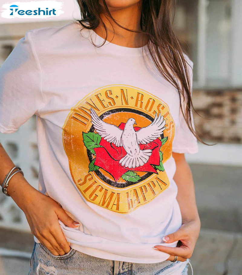 Sigma Kappa Doves N Roses Shirt, Sorority Greek Short Sleeve Unisex Hoodie