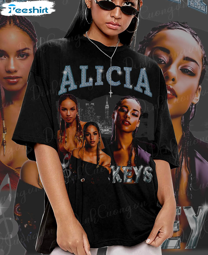 Retro Alicia Keys Shirt, Alicia Keys Trendy Music Unisex Hoodie Short Sleeve