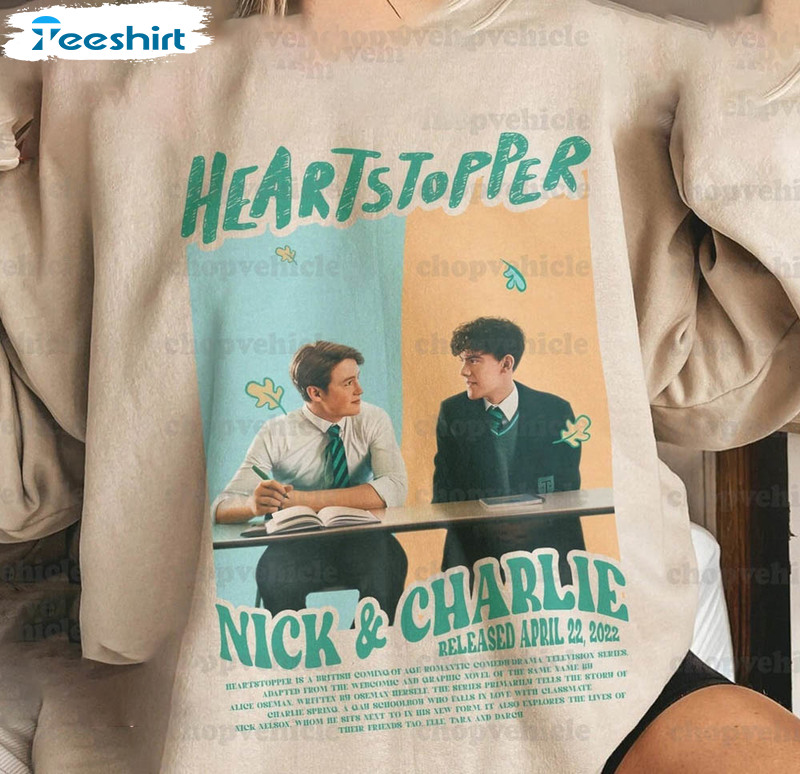 Vintage Heartstopper Shirt, Nick And Charlie Heartstopper Leaves Crewneck Tee Tops