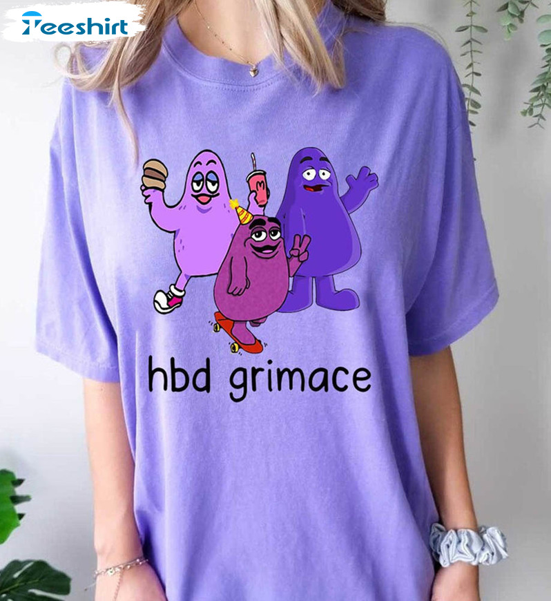 Funny Hbd Grimace Shirt, Grimace Meme Tee Tops Short Sleeve