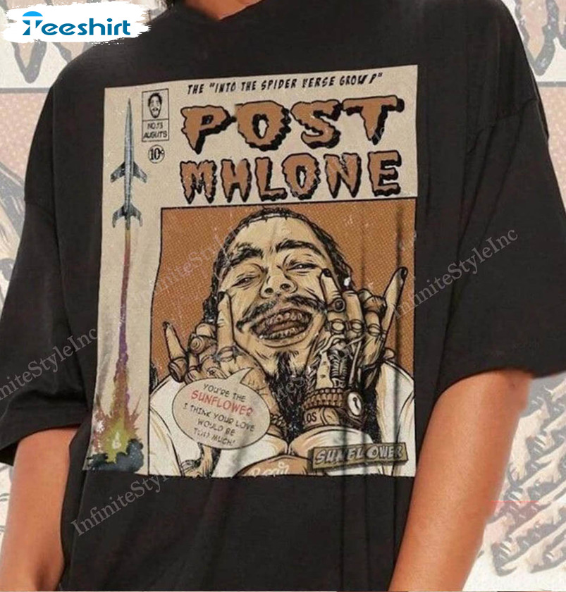 Post Malone Comic Shirt, Twelve Carat Toothache Album World Tour Tee Tops Short Sleeve