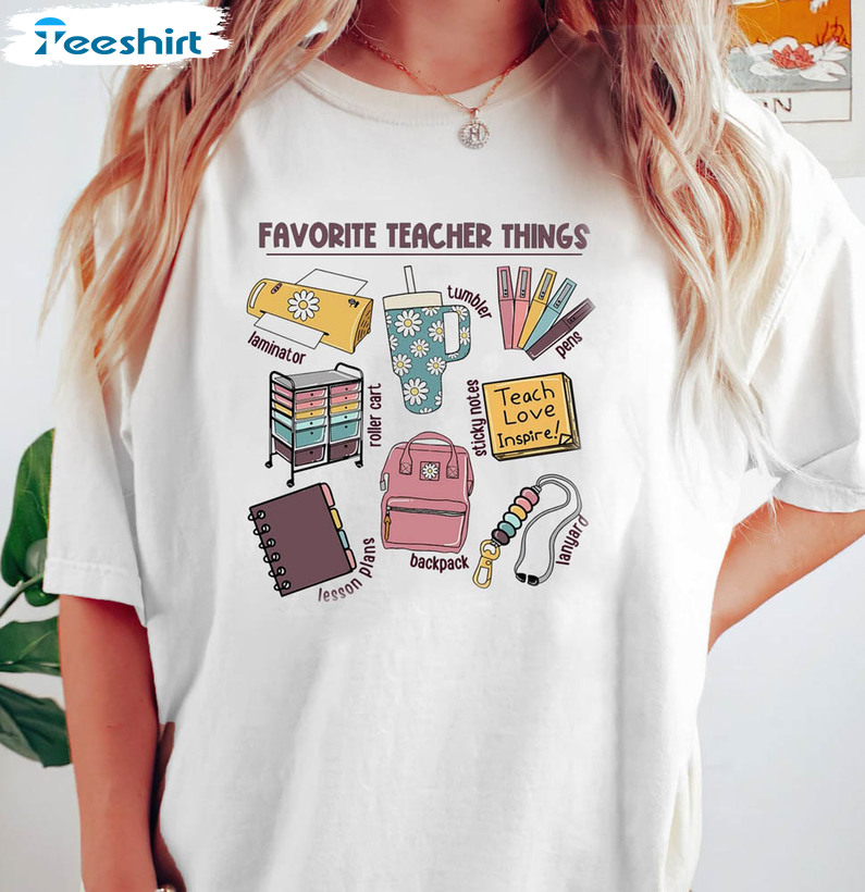 Favorite Teacher Things Retro Shirt, Teacher Appreciation Long Sleeve Unisex T-shirt