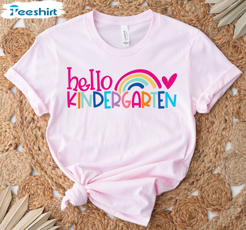 Kindergarten Rainbow Cute Shirt, Kindergarten Teacher Crewneck Short Sleeve