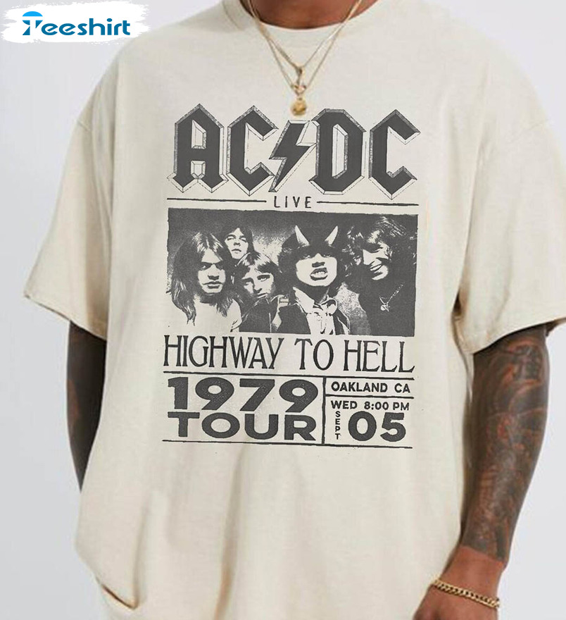 Acdc Retro Band Shirt, Vintage Rock Band Short Sleeve Unisex Hoodie