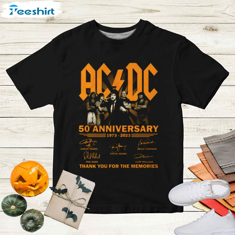 Acdc 50th Anniversary 1973 2023 Shirt, Acdc Signature Crewneck Unisex Hoodie