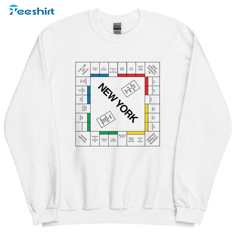 New York Monopoly Shirt, Trendy Long Sleeve Hoodie