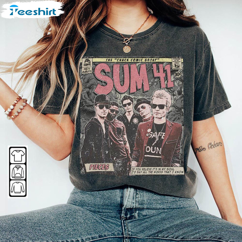 Sum 41 Comic Shirt, Vintage Pieces Chuck Album Unisex T-shirt Crewneck