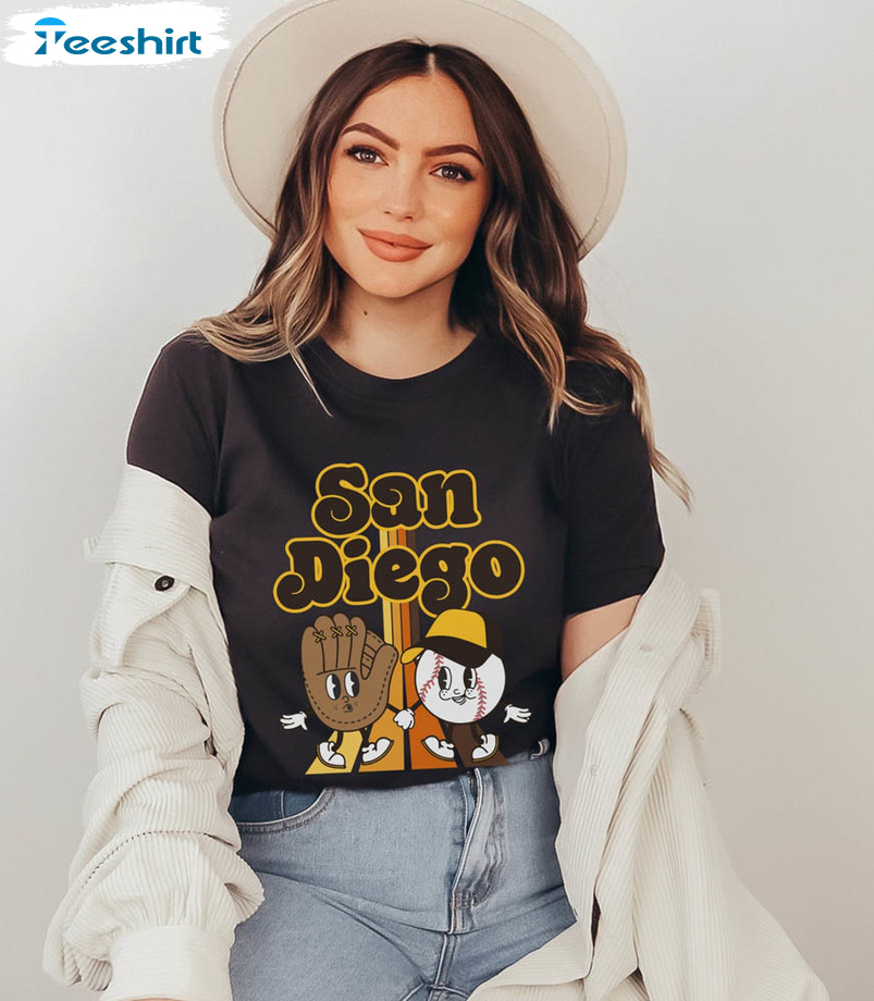 San Diego Retro Shirt, Baseball Character Crewneck Unisex Hoodie