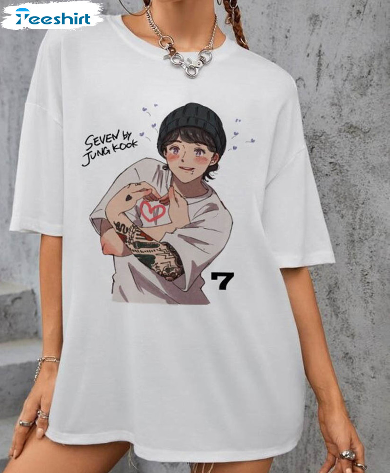 Jungkook Seven Album Shirt, Jk Seven Chibi Long Sleeve Short Sleeve
