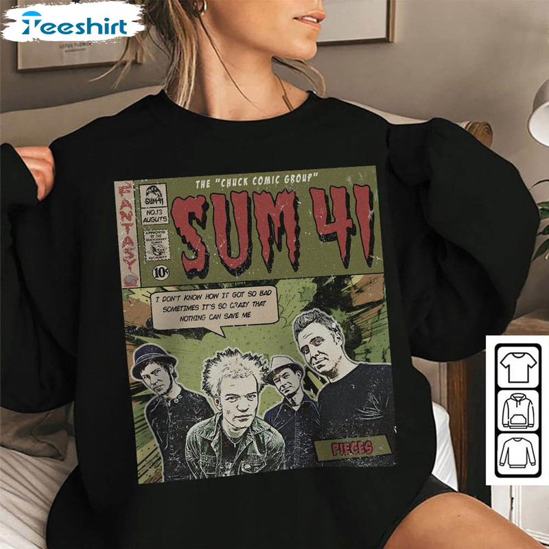 Sum 41 Tour 2023 T-Shirt Sweatshirt 90S Vintage Book Art Pieces Chuck Album  Graphic Tee Hoodie - AnniversaryTrending