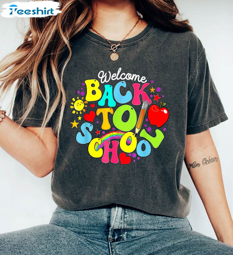 Welcome Back To School Cute Shirt, First Day Of School Long Sleeve Unisex Hoodie