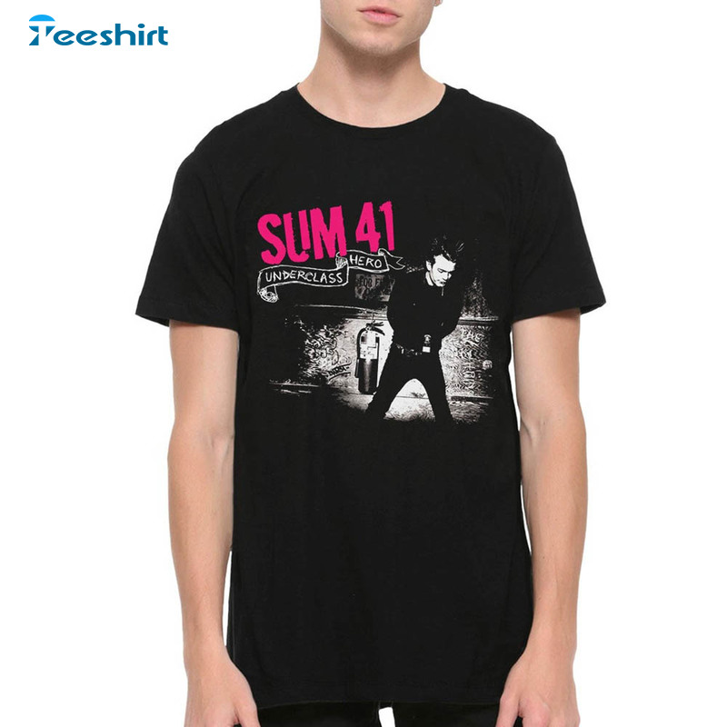 Sum 41 Underclass Hero Shirt, Trendy Music Tee Tops Short Sleeve