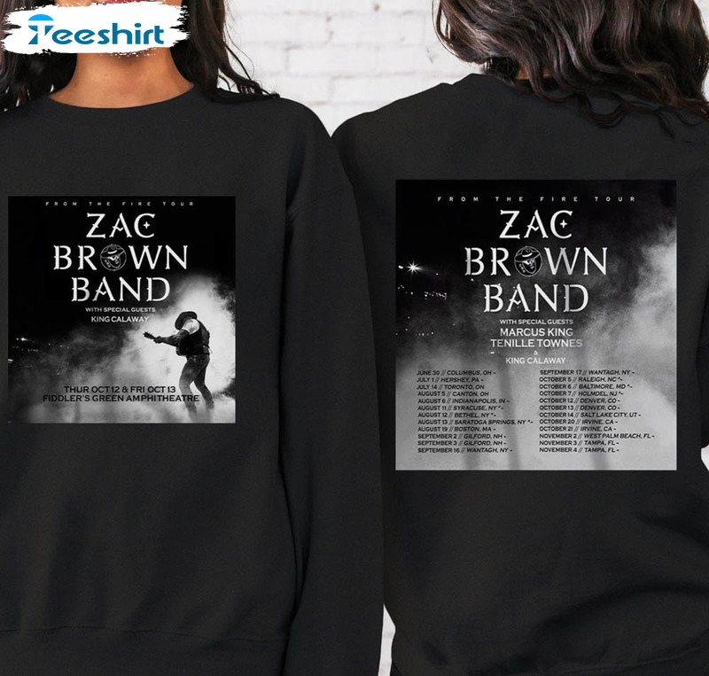 Zac Brown Band 2023 Tour Shirt, Vintage The Fire Tour 2023 Tickets Album Short Sleeve Tee Tops