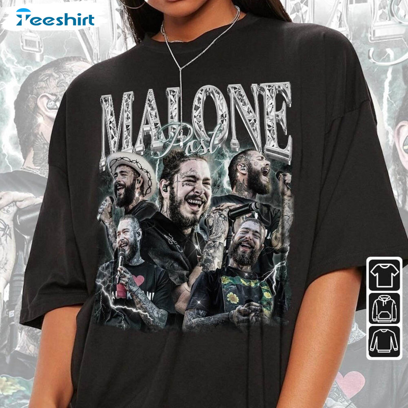 Post Malone Rap Shirt, Vintage Post Malone 2023 Long Sleeve Unisex Hoodie