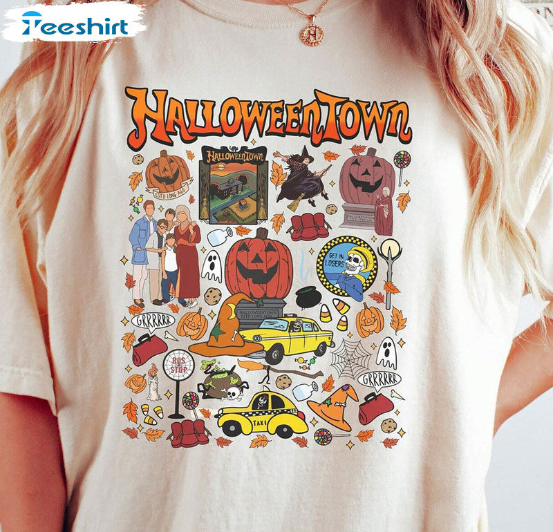 Retro Vintage Halloween Town Est 1998 Shirt, Pumpkin Long Sleeve Crewneck