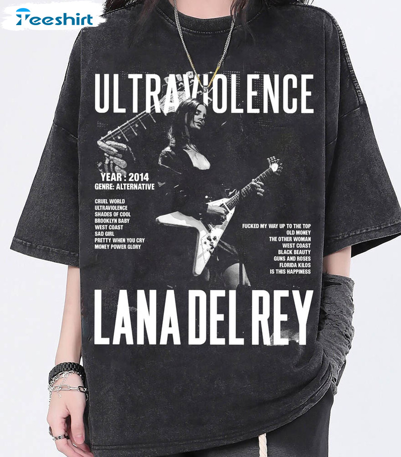 Ultraviolence Album Shirt, Lana Del Rey Tour Crewneck Short Sleeve