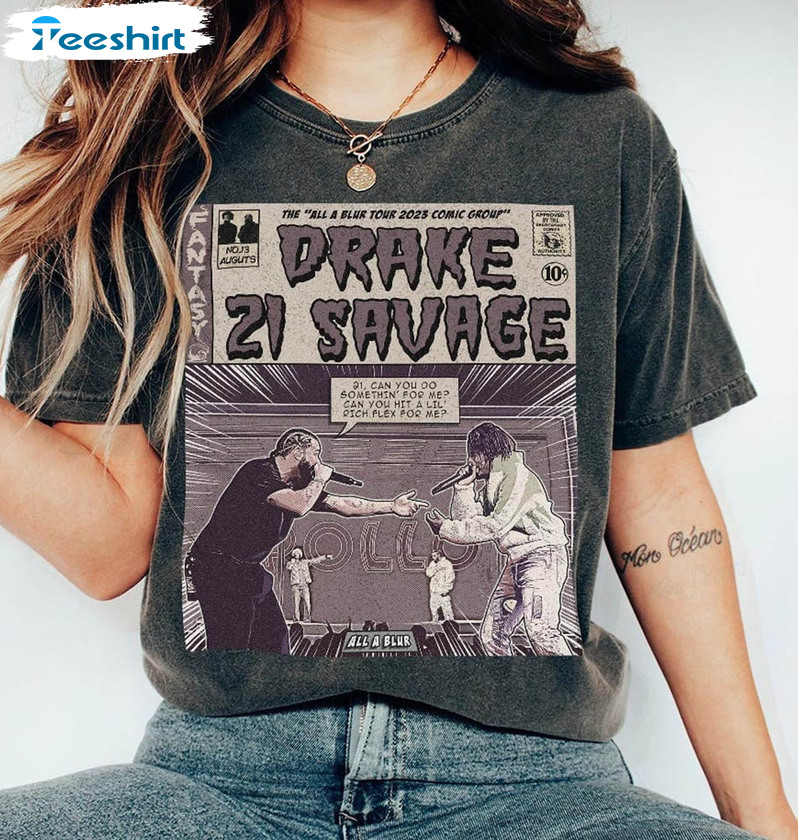 Drake 21 Comic Shirt, All A Blur World Tour Concert Unisex T-shirt Crewneck