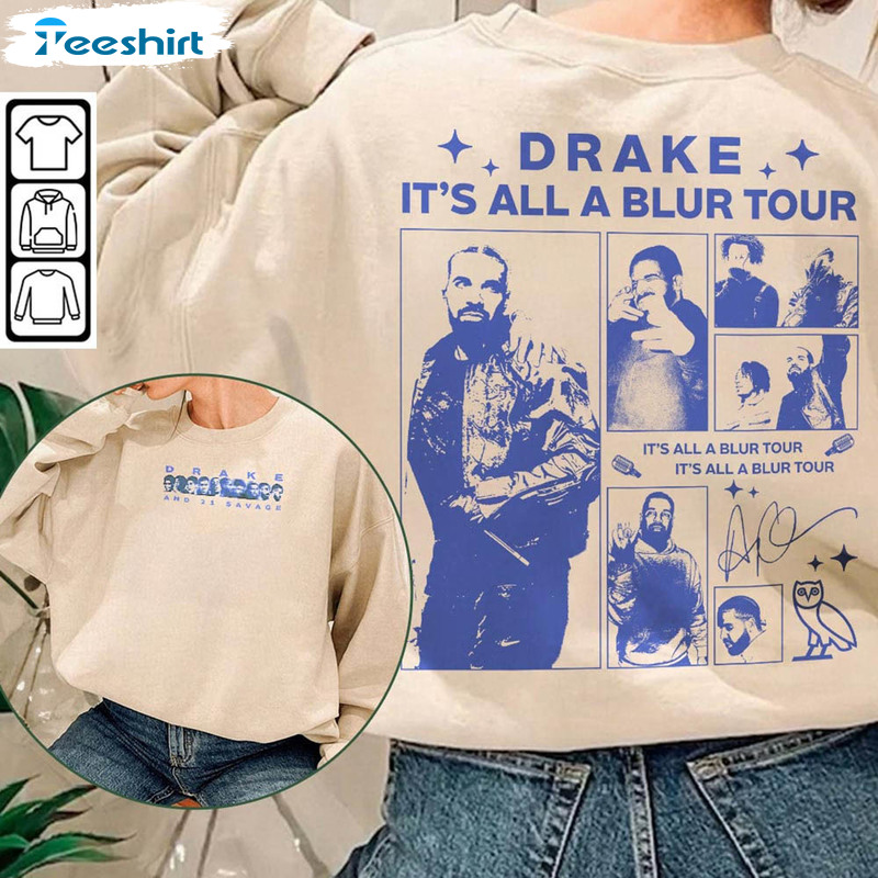 Drake 21 Savage Rap Shirt, It's All A Blur Tour 2023 Long Sleeve Unisex T-shirt