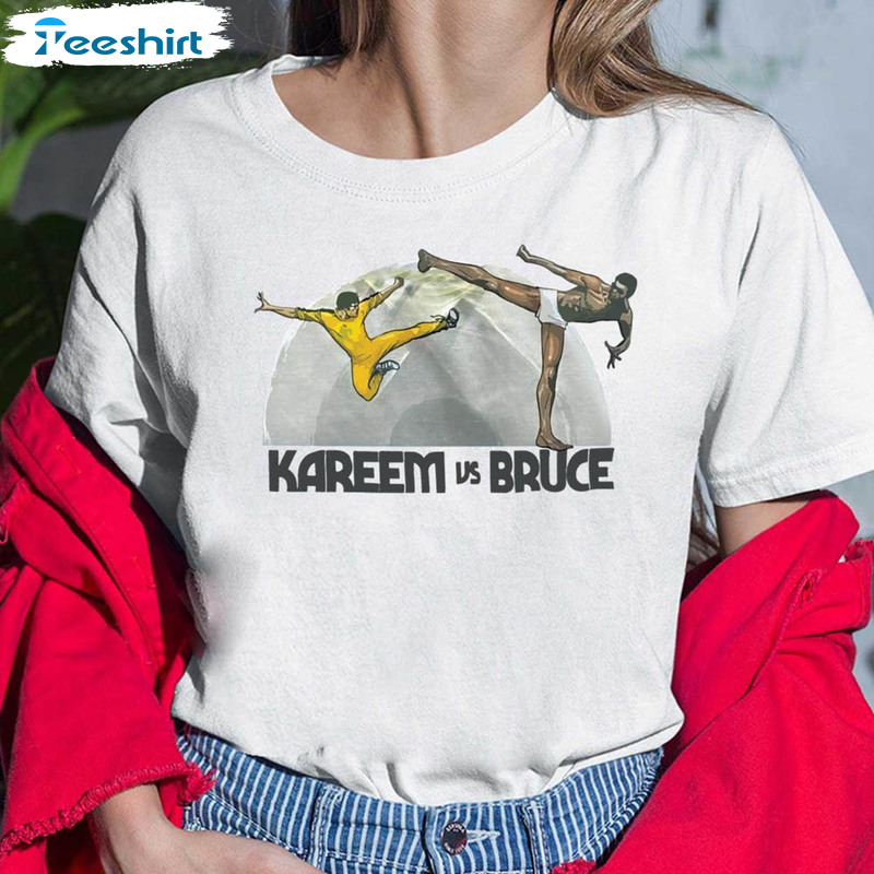 Kareem Vs Bruce Lee Shirt , Kareem Abdul Jabbar Tee Tops Short Sleeve