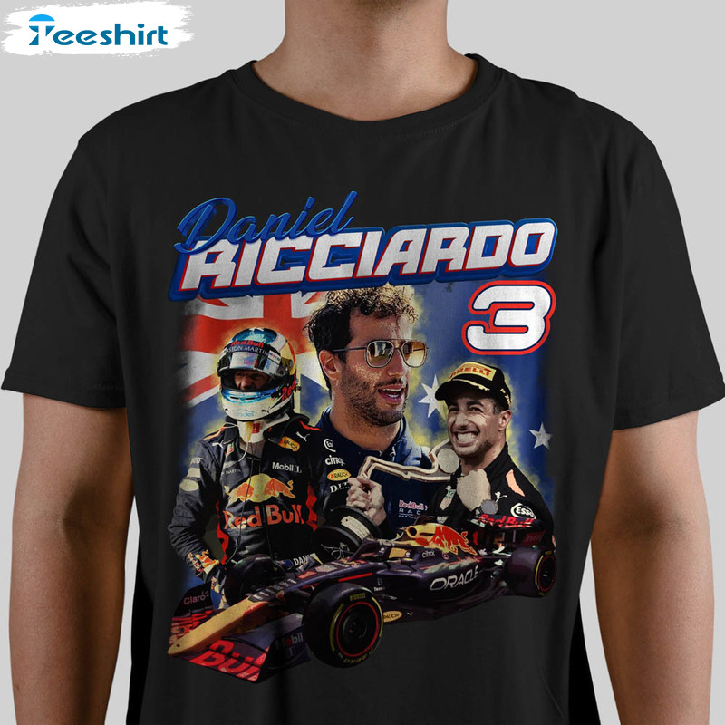 SportsManiaTees Daniel Ricciardo Red Bull Formula One Racing Vintage 90s Bootleg Unisex T-Shirt, Racing Grand Prix F1 Tee