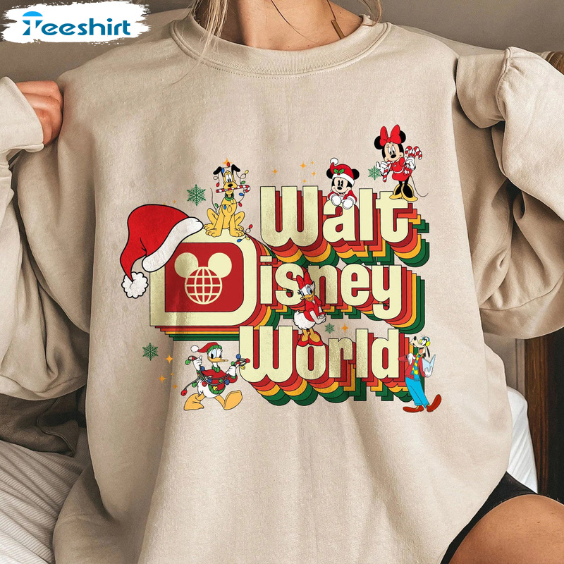 Disneyworld Christmas Sweatshirt, Mickey And Friends Christmas Party Tee Tops, Walt Disney World Hoodie