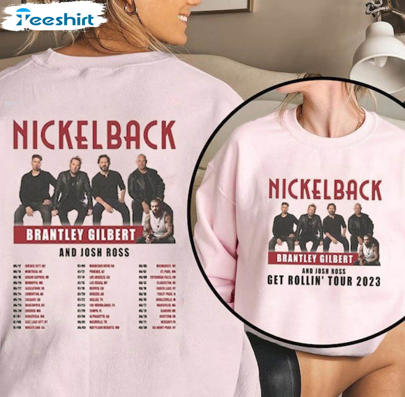 Nickelback Get Rollin Tour 2023 Shirt, Vintage Nickelback Concert Long Sleeve Unisex Hoodie