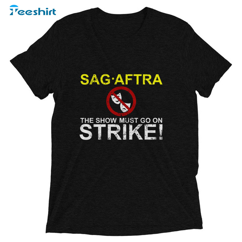 Sag Aftra On Strike Trendy Shirt, Distressed Logo Actors Guild Strike Long Sleeve Unisex T-shirt