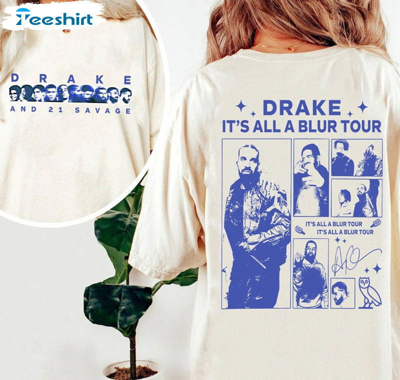 Vintage Drake 21 Savage Tour Rescheduled Shirt, It's All A Blur Tour Unisex T-shirt Crewneck