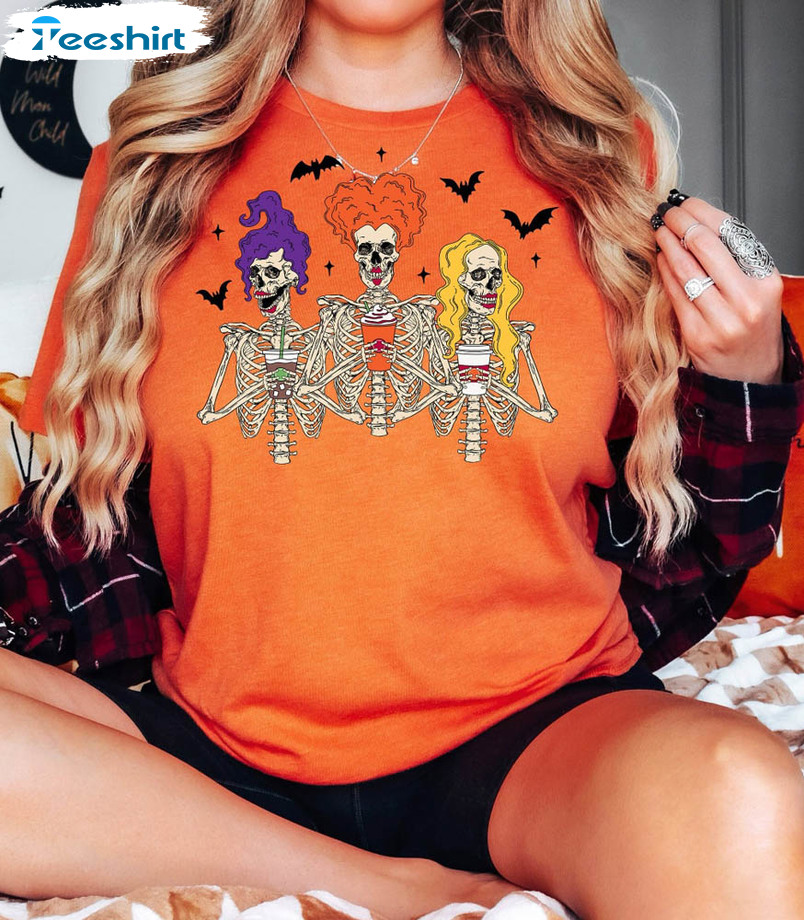 Witch Skeletons Shirt , Halloween Trick Or Treat Short Sleeve Long Sleeve