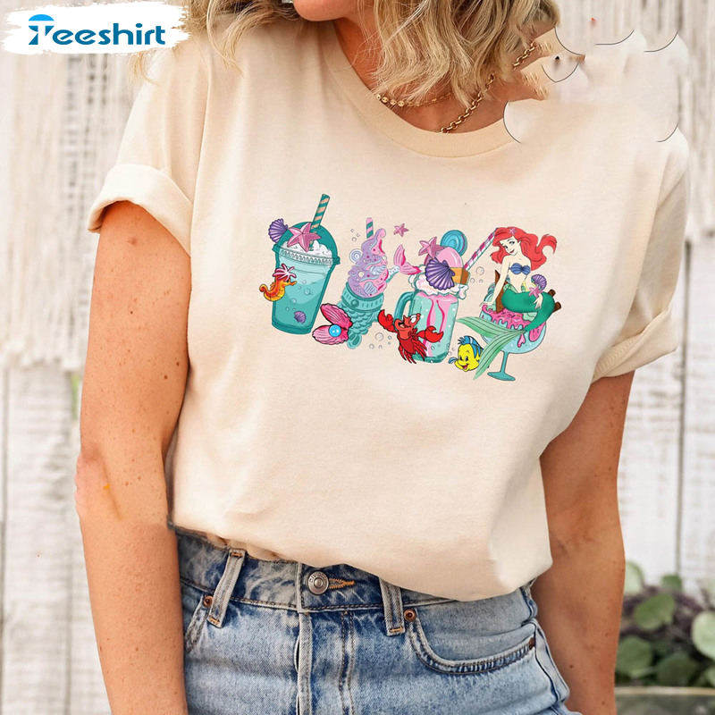 Little Mermaid Cute Shirt, Ariel Ice Cream Princess Unisex T-shirt Crewneck