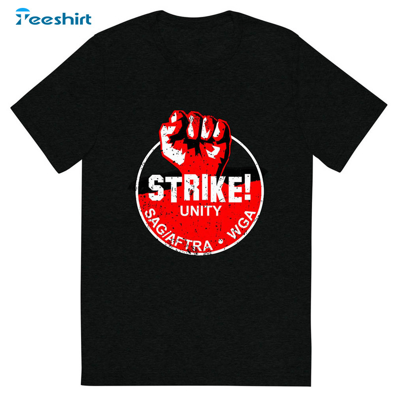 Sag Aftra Writer's Guild On Strike Shirt, Distressed Logo Pay Short Sleeve Tee Tops