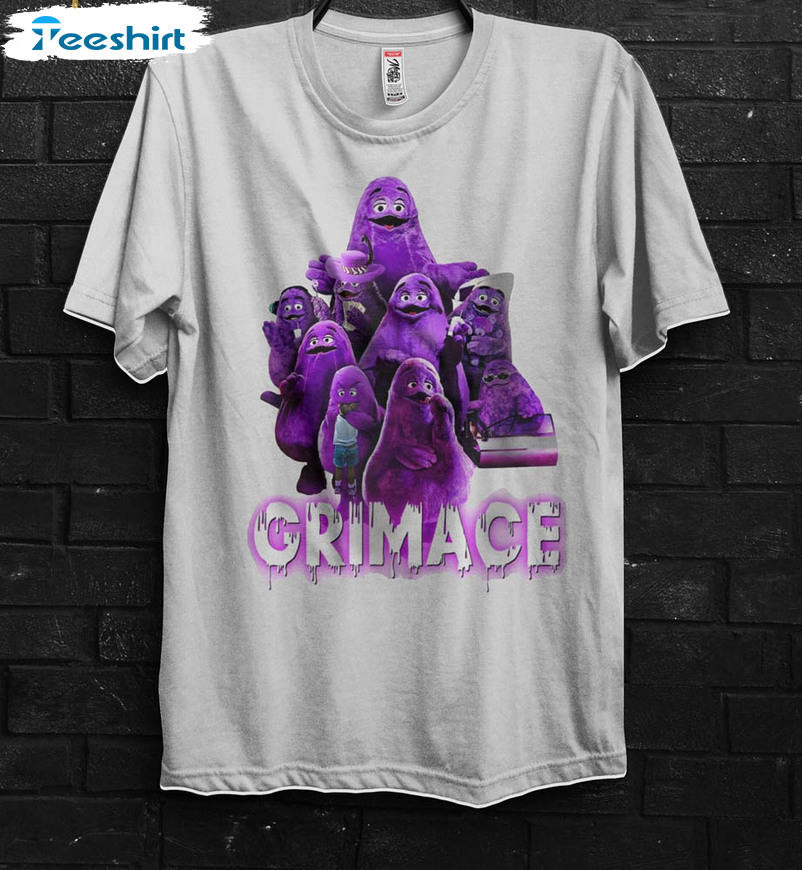 Retro Grimace Shake Shirt, Trend Meme Hbd Grimace Hilarious Sweatshirt Short Sleeve