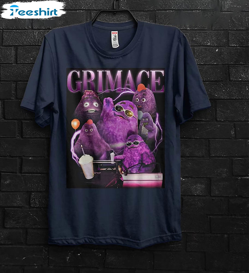 Vintage Grimace Shake Shirt, Funny Meme Tee Tops Long Sleeve