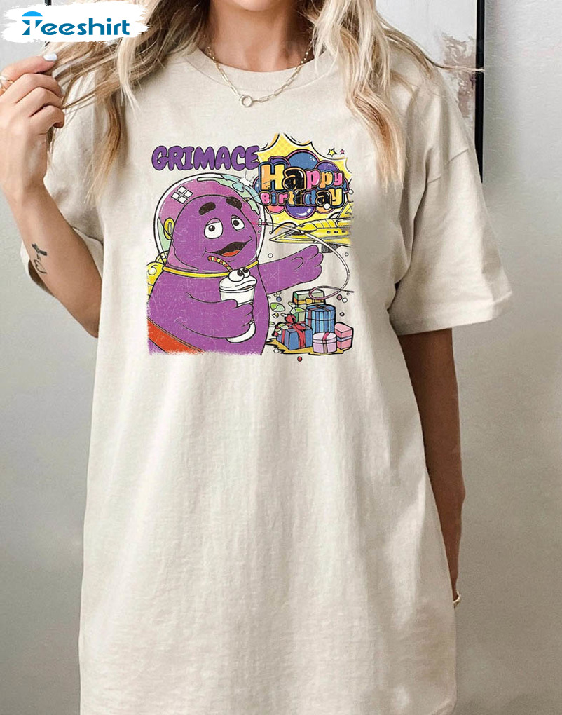 Retro Grimace Shake Shirt, Funny Tik Tok Short Sleeve Tee Tops