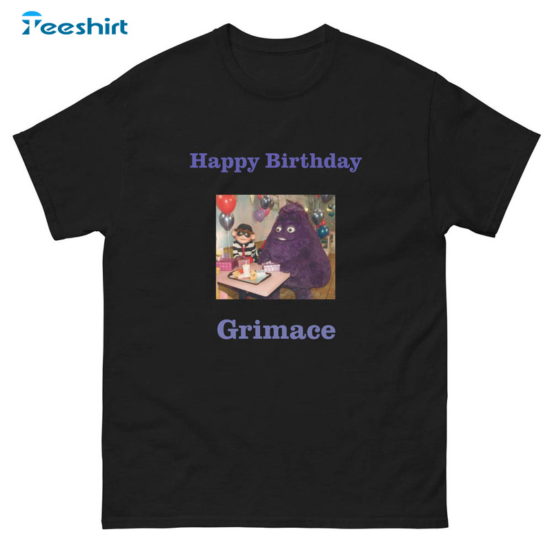 Happy Birthday Grimace Shirt, Trendy Unisex T-shirt Long Sleeve