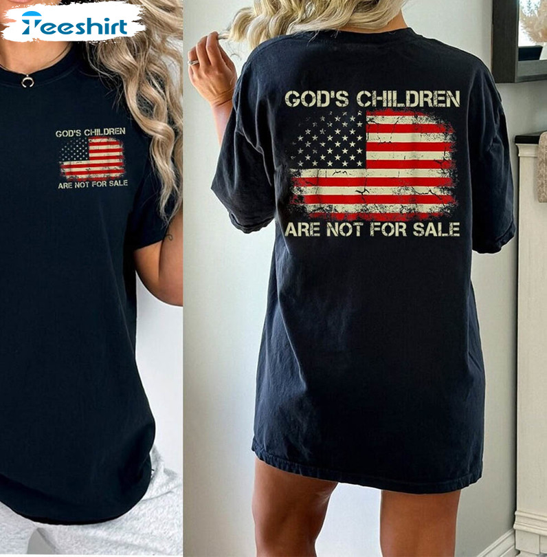 Gods Children Are Not For Sale American Flag Shirt, End Human Trafficking Short Sleeve Unisex T-shirt