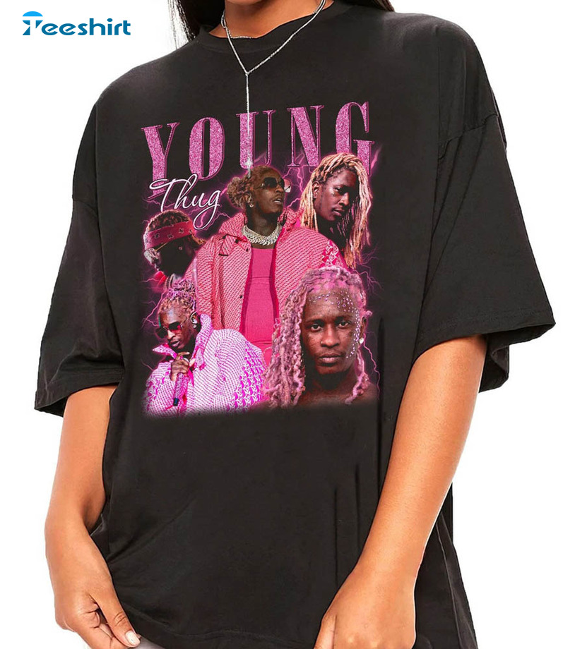 Young Thug Cool Pink Hair Shirt, Rapper Trendy Sweatshirt Crewneck