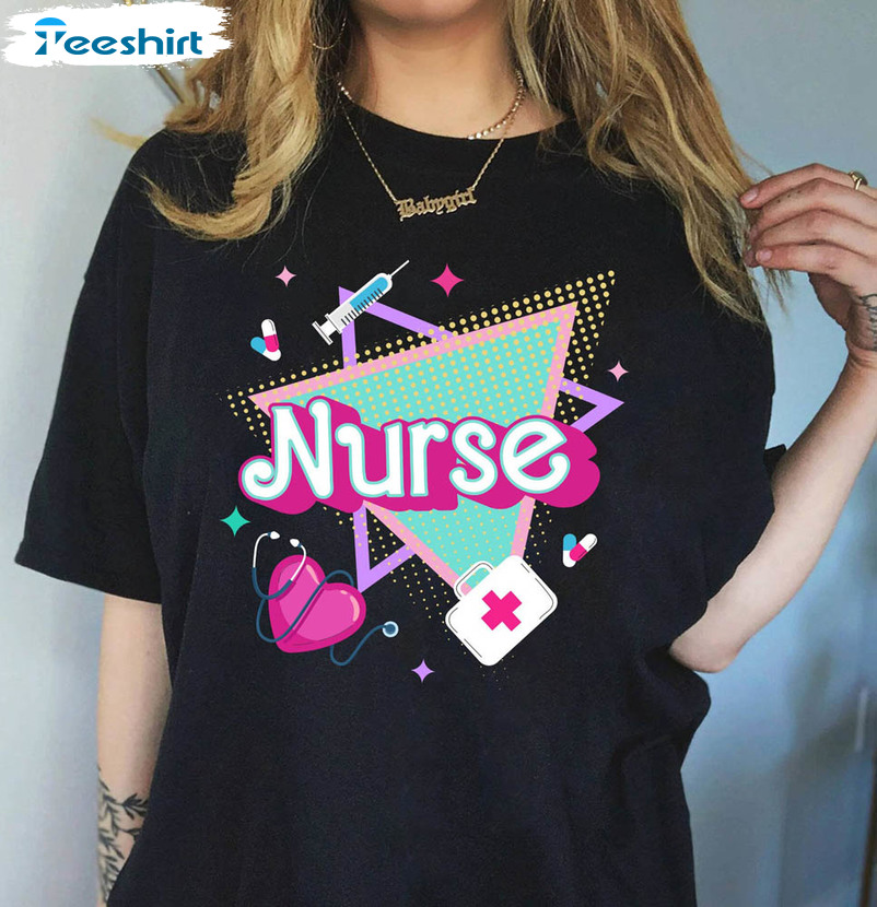 Pink 90s Nurse Shirt, Colorful Nurse Registered Short Sleeve Unisex T-shirt