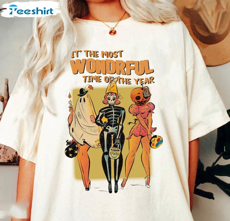 It's The Most Wondrful Time Of The Year Shirt, Pumpkin Halloween Unisex T-shirt Short Sleeve