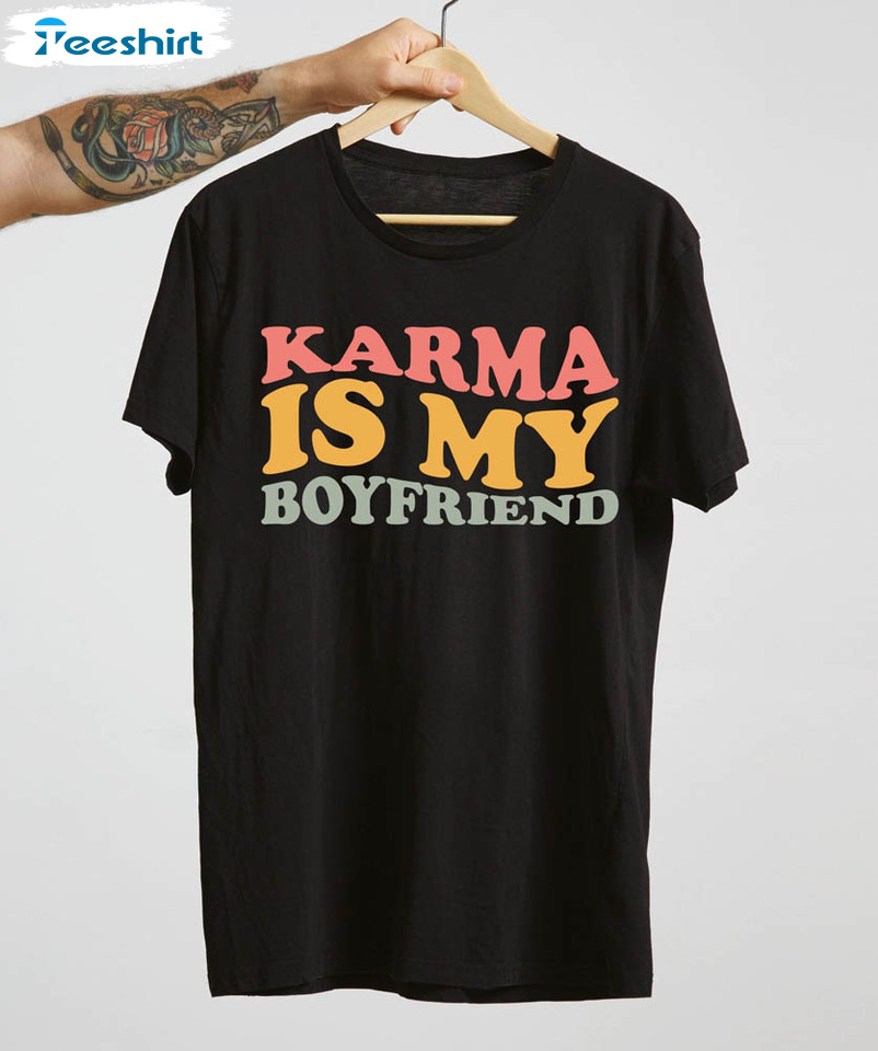 Karma Is My Boyfriend Music Shirt, Swiftie Midnight Short Sleeve Unisex T-shirt