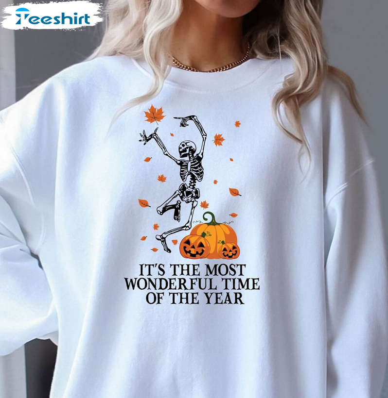 Halloween Sweat Pumpkin Cute Shirt, It’s The Most Wonderful Time Of The Year Unisex Hoodie Long Sleeve