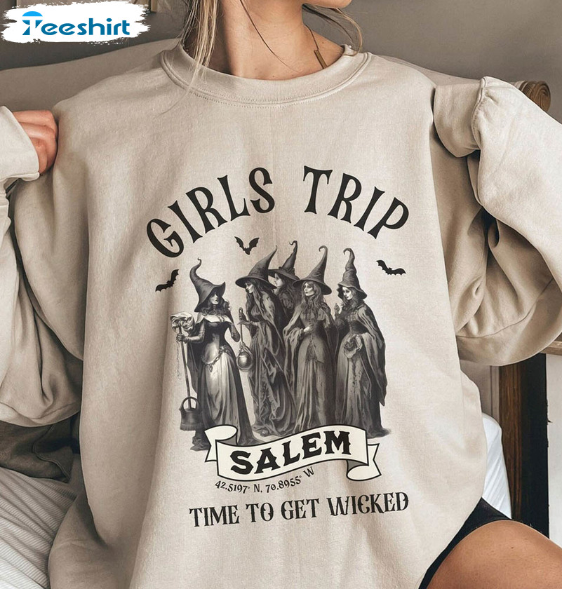 Girls Trip Salem Shirt, Retro Halloween Witch Unisex T-shirt Short Sleeve